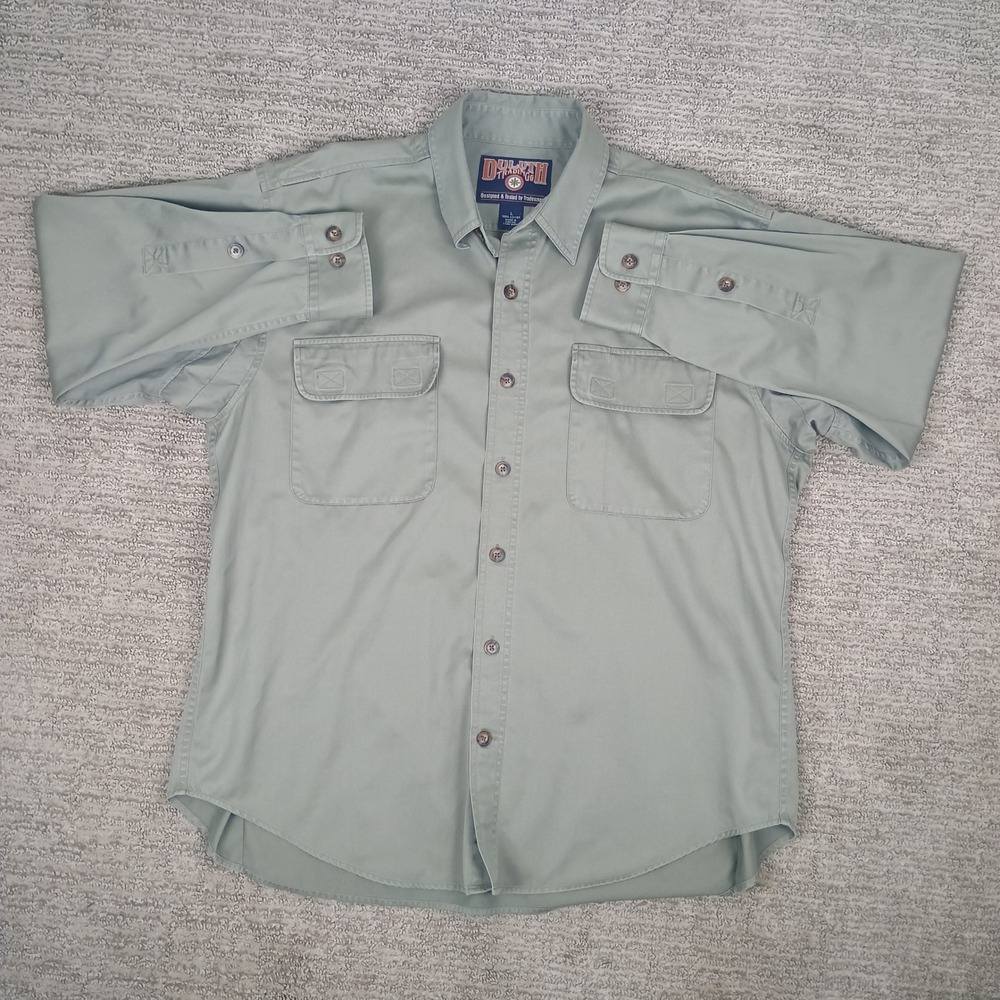 Duluth Trading Co Mens Large Sage Green Cotton Long Sleeve Work Shirt L Utility - Picture 2 of 7